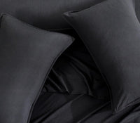Vintage Washed Microfibre King Pillowcases - Ultra Soft & Skin-Friendly - Set of 2 - 50cm x 90cm (Black)
