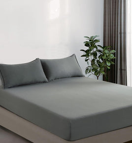 100% Vintage Washed Microfibre Fitted Sheet Set – Ultra Soft & Lightweight All-Season Fitted Sheet with 1 Pillowcase (Grey...