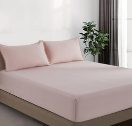 100% Vintage Washed Microfibre Fitted Sheet Set – Ultra Soft & Lightweight All-Season Fitted Sheet with 1 Pillowcase (Pink...
