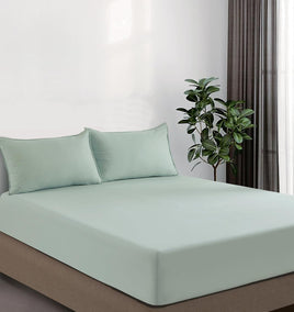 100% Vintage Washed Microfibre Fitted Sheet Set – Ultra Soft & Lightweight All-Season Fitted Sheet with 1 Pillowcase (Sage...