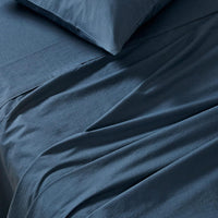 Gioia Casa Vintage Washed 100% Cotton Soft Breathable Sheet Set - Dark Indigo - King Single