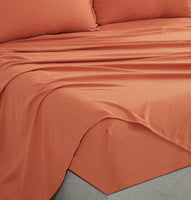 Vintage Washed Microfibre Sheet Set with 1 Pillowcase - Terracotta - King Single