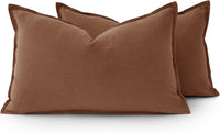 Linen Cushion Covers - 30% Linen 70% Cotton Blend, Soft & Breathable with Hidden Zipper Design - Cocoa Brown, 30cm x 50cm ...
