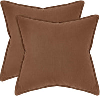 Linen Cushion Covers - 30% Linen 70% Cotton Blend, Soft & Breathable with Hidden Zipper Design - Cocoa Brown, 45cm x 45cm ...