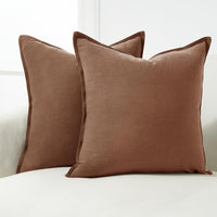 Linen Cushion Covers - 30% Linen 70% Cotton Blend, Soft & Breathable with Hidden Zipper Design - Cocoa Brown, 45cm x 45cm ...