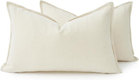 Linen Cushion Covers - 30% Linen 70% Cotton Blend, Soft & Breathable with Hidden Zipper Design - Linen, 30cm x 50cm (Twin ...