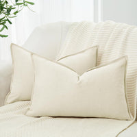 Linen Cushion Covers - 30% Linen 70% Cotton Blend, Soft & Breathable with Hidden Zipper Design - Linen, 30cm x 50cm (Twin ...