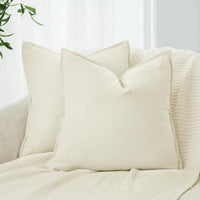 Linen Cushion Covers - 30% Linen 70% Cotton Blend, Soft & Breathable with Hidden Zipper Design - Linen, 45cm x 45cm (Twin ...