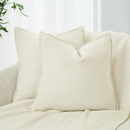 Linen Cushion Covers - 30% Linen 70% Cotton Blend, Soft & Breathable with Hidden Zipper Design - Linen, 45cm x 45cm (Twin ...