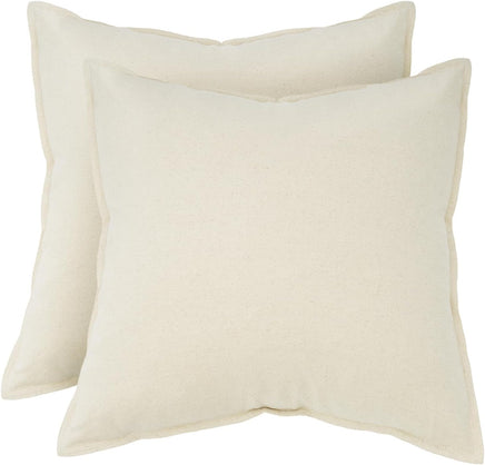 Linen Cushion Covers - 30% Linen 70% Cotton Blend, Soft & Breathable with Hidden Zipper Design - Linen, 45cm x 45cm (Twin ...