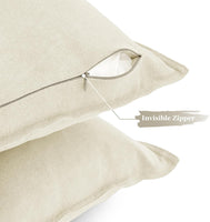 Linen Cushion Covers - 30% Linen 70% Cotton Blend, Soft & Breathable with Hidden Zipper Design - Linen, 45cm x 45cm (Twin ...