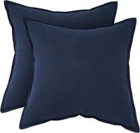 Linen Cushion Covers - 30% Linen 70% Cotton Blend, Soft & Breathable with Hidden Zipper Design - Navy Blue, 45cm x 45cm (T...