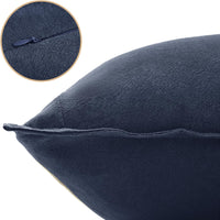 Linen Cushion Covers - 30% Linen 70% Cotton Blend, Soft & Breathable with Hidden Zipper Design - Navy Blue, 45cm x 45cm (T...