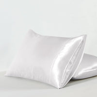 Satin Pillowcases - Silky Soft Polyester Satin - White, 48cm x 73cm (Twin Pack)