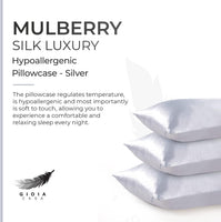 Luxury Pillowcase - 100% Pure Mulberry Silk on Both Sides - Silver