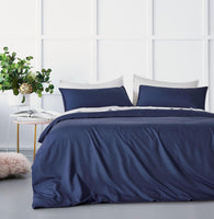 Bamboo Microfibre Quilt Cover Set - Navy - Super King