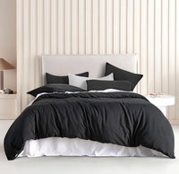 Vintage Washed Microfibre Quilt Cover Set (3Pcs) - Black - Super King Size