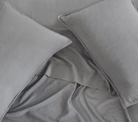 Vintage Washed Microfibre Quilt Cover Set (3Pcs) - Grey - Super King Size