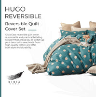 100% Cotton Hugo Reversible Printed Quilt Cover Set - Super King Size