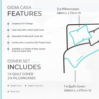 100% Cotton Modern City Reversible Printed Quilt Cover Set - Super King Size