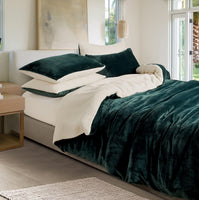 2-in-1 Teddy Sherpa Quilt Cover Set (Emerald Green, Super King)