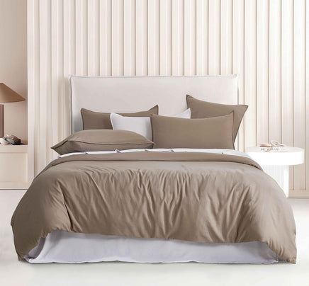 Vintage Washed Microfibre Quilt Cover Set (Truffle, Super King)