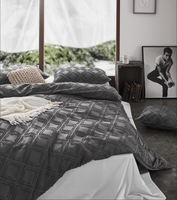 Tufted Ultra Soft Microfiber Quilt Cover Set - Super King - Smoke