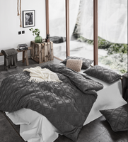 Tufted Ultra Soft Microfiber Quilt Cover Set - Super King - Smoke