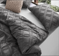 Tufted Ultra Soft Microfiber Quilt Cover Set - Super King - Smoke