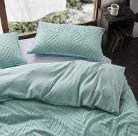 100% Premium Microfibre Tufted Standard Pillowcases - Set of 2 Luxurious Standard Pillow Cover with Elegant Design - Sage