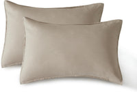 Vintage Washed Microfibre Standard Pillowcases - Set of 2 Luxurious Standard Pillow Covers - Linen