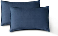 Vintage Washed Microfibre Standard Pillowcases - Set of 2 Luxurious Standard Pillow Covers - Navy