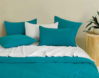 Twin Pack Vintage Washed Microfibre Standard Pillowcase (Teal, Standard)