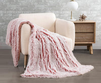 Double Sided Faux Fur Shaggy Throw Blanket - Rose