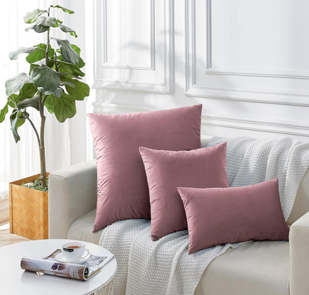 Twin-Pack Velvet Cushion Covers - Soft Microfibre Cushion Covers with Hidden Zipper (Blush, 65cm*65cm)