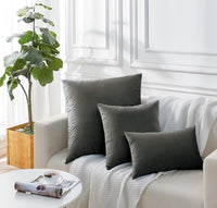 Twin-Pack Velvet Cushion Covers - Soft Microfibre Cushion Covers with Hidden Zipper (Dark Grey, 65cm*65cm)