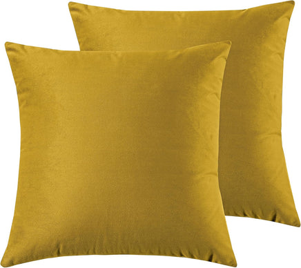 Twin-Pack Velvet Cushion Covers - Soft Microfibre Cushion Covers with Hidden Zipper (Yellow, 65cm*65cm)