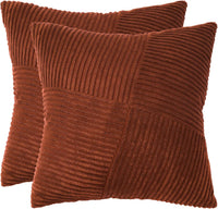 Corduroy Cushion Covers - Soft Velvet Fabric with Windmill-Inspired Pattern and Hidden Zipper Design - Brick, 45cm x 45cm ...