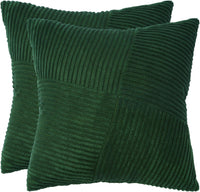 Corduroy Cushion Covers - Soft Velvet Fabric with Windmill-Inspired Pattern and Hidden Zipper Design - Forest Green, 45cm ...