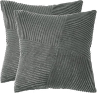 Corduroy Cushion Covers - Soft Velvet Fabric with Windmill-Inspired Pattern and Hidden Zipper Design - Dark Grey, 45cm x 4...