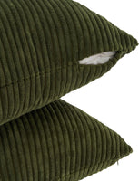Corduroy Cushion Covers - Soft Velvet Fabric with Windmill-Inspired Pattern and Hidden Zipper Design - Olive Green, 45cm x...