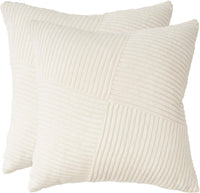 Corduroy Cushion Covers - Soft Velvet Fabric with Windmill-Inspired Pattern and Hidden Zipper Design - Snow, 45cm x 45cm (...