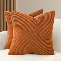 Corduroy Cushion Covers - Soft Velvet Fabric with Windmill-Inspired Pattern and Hidden Zipper Design - Terracotta, 45cm x ...