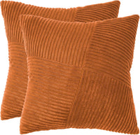 Corduroy Cushion Covers - Soft Velvet Fabric with Windmill-Inspired Pattern and Hidden Zipper Design - Terracotta, 45cm x ...