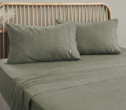 Embre Linen Look Washed Cotton SHEET SET - QUEEN