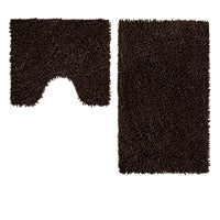 2 Pce Shaggy Toggle 100% Cotton Bath Mat Set Chocolate