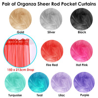 Pair of Organza Sheer Rod Pocket Curtains Purple