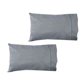Pair of Chambray Charcoal Cotton Standard Pillowcases 48 x 73 cm