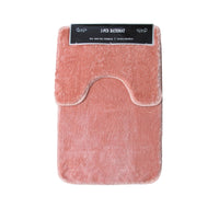 2 Pce Sorrento Plush Quality Non-slip Rubber Back Bath Mat Set Coral