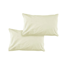 Pair of Solid Colour Microfiber Standard Pillowcases 48x73cmx15cm (Flap) Cream